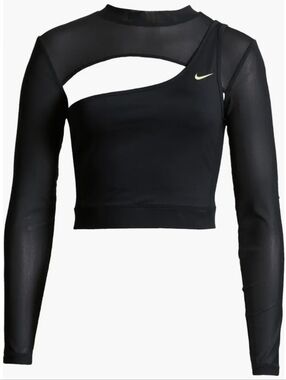 Nike Pro Asymmetric Long-Sleeved Mesh Crop Top